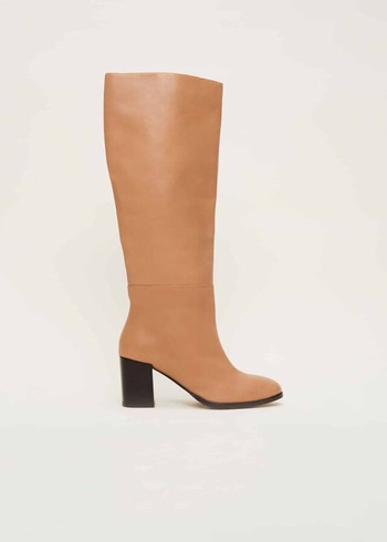 Phase Eight Leather Knee High Flats Brown USA | 8237946-EQ